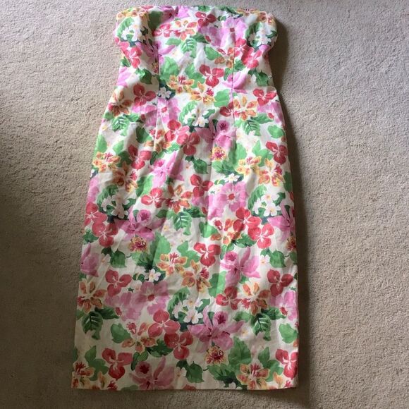 Vintage Caché bustier floral 90s elegant dress - Picture 5 of 7